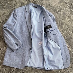 BANANA REPUBLIC Mens Linen-Cotton Blend Chambray 44R Standard Fit Blazer Coastal